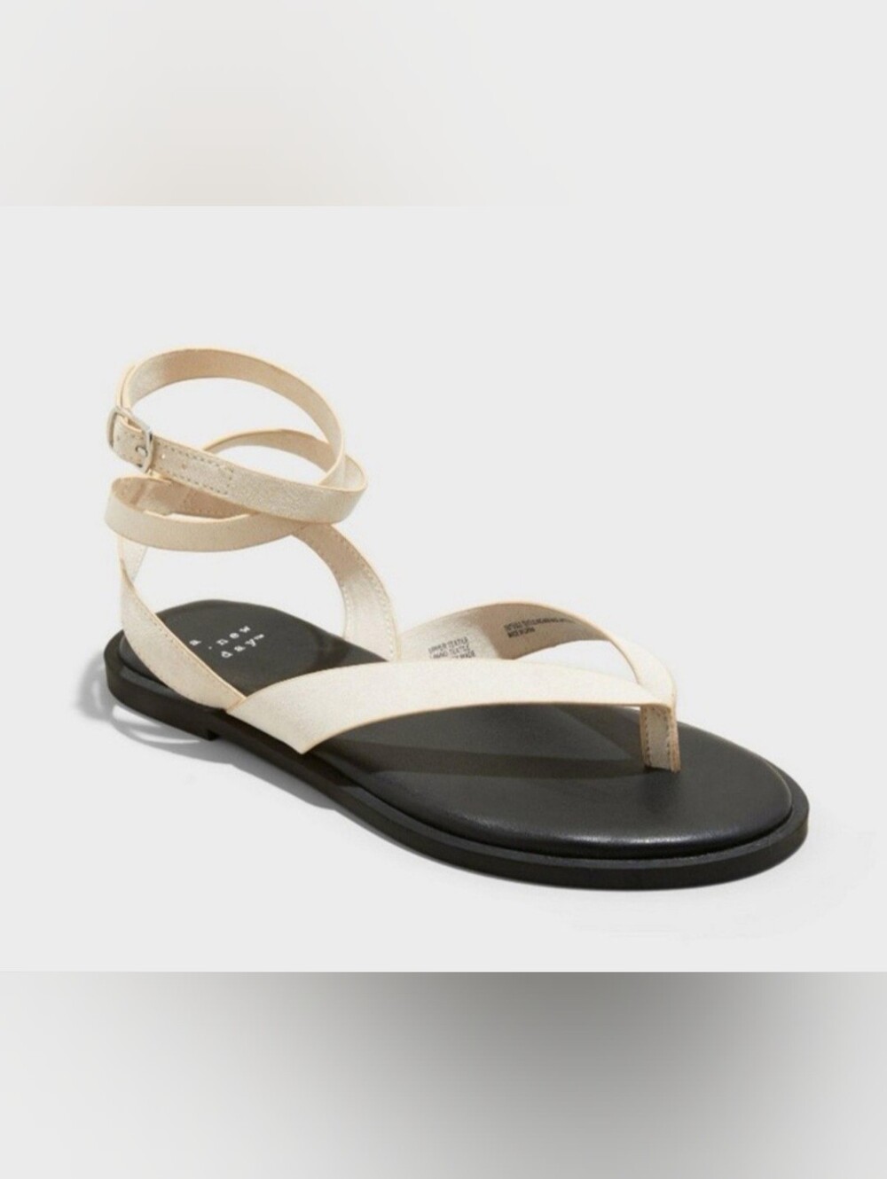 A New Day Women's Tarin Ankle Wrap Thong Sandals Cream Size 8 & 8.5